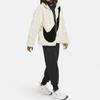 Nike Sportswear Womens Oversized Swoosh Logo Faux Fur Jacket Fossil/Black Women Streetwear CU6558-238