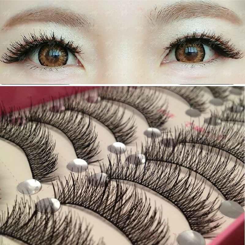 Buy Handmade Natural Make Up Handmade Cross Thick Long False Eyelashes ...