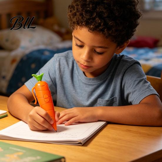 Smooth Writing Pen Carrot Shape Voice Recorder with 60-Second Recording Cute Creative Stationery for Kids Ballpoint Students Teachers Funny