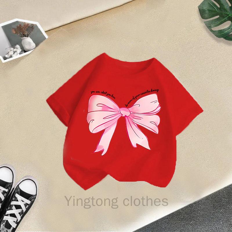 Neues Sommer-T-Shirt für Mädchen Kinder Kurzarm Cartoon Aufdruck Westlicher Stil Oberteil Lockerer Schnitt für Mädchen
