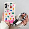 Color polka dot lanyard suitable for Apple 15 mobile phone case iphone12promax emery 1413 protective cover 16