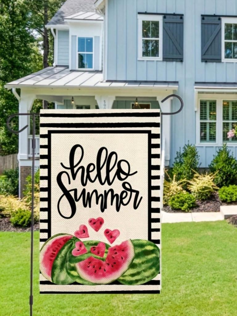 Home Party Outdoor Decoration Supplies Summer Fruit Watermelon Popsicle Garden Flag Outdoor Patio Decoration 1 Pc (Flag Only)