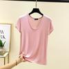 Plus Size Women's Loose U Neck Short Sleeve Modal Tee Thin Solid Color Tshirt All Match Tops M To 6XL
