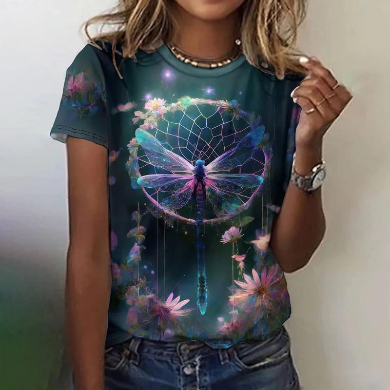 Summer Dreamcatcher 3D printed women's Harajuku style round neck short sleeved T-shirt