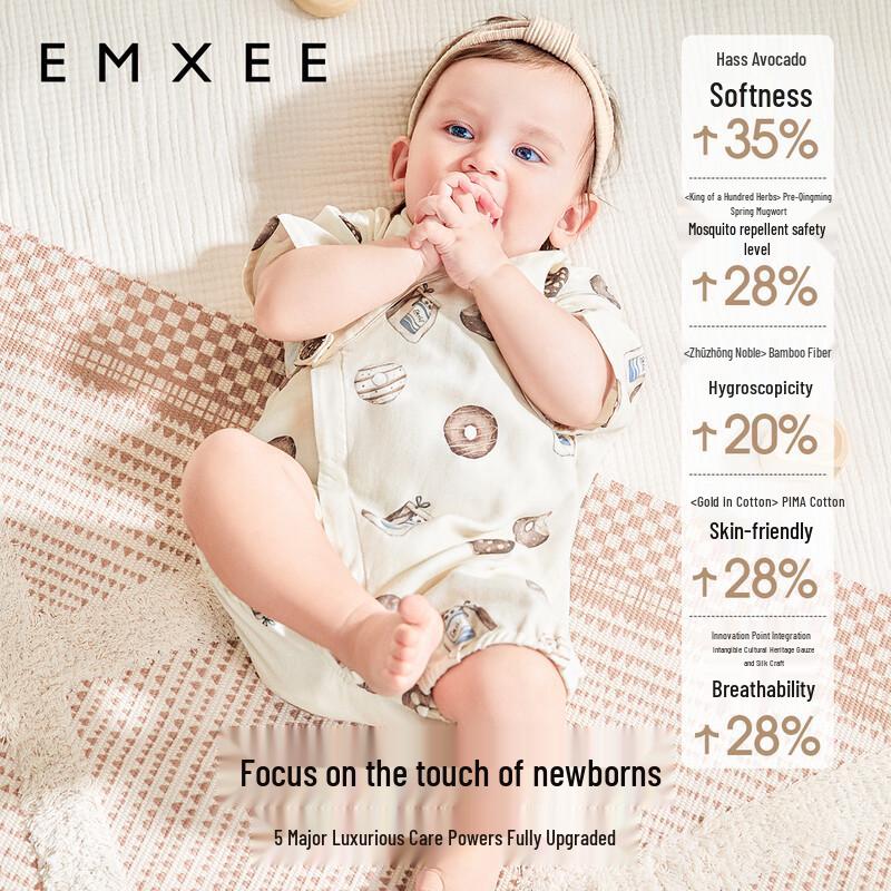 EMXEE Baby Gauze Short Sleeve Romper Bodysuit