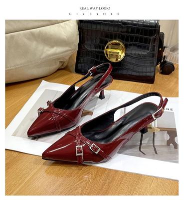 Fashion Big Size Footwear Wine Red Women High Heels Shoes Fashion Pointed Toe Pumps Ladies Thin Heels Shoes Female Slingbacks Slides