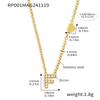 Qiong Yao 26-Letter Zircon Inlaid Jewelry Set: Gold-Plated Titanium Steel Necklace, Bracelet, Ring, and Stud Earrings.