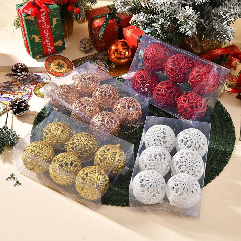 6Pcs Plastic Christmas Ball Pendants 6CM Christmas Tree Decoration  Party