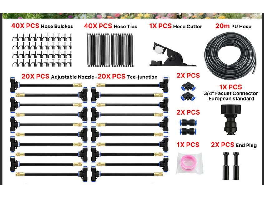 Universal Adjustable Micro-Atomizing Sprinkler Set for Irrigation, Cooling, and Humidification