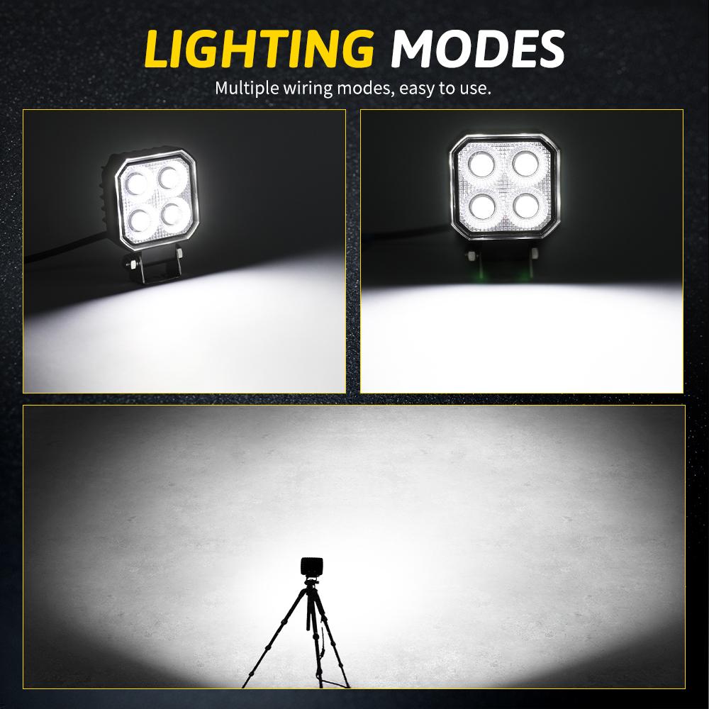 HAOLIDE 4INCH LED Square Work Light 12V 24V IP68 6000K LED Pods for Truck ATV Off-road Use Agricultural Engineering Vehicle