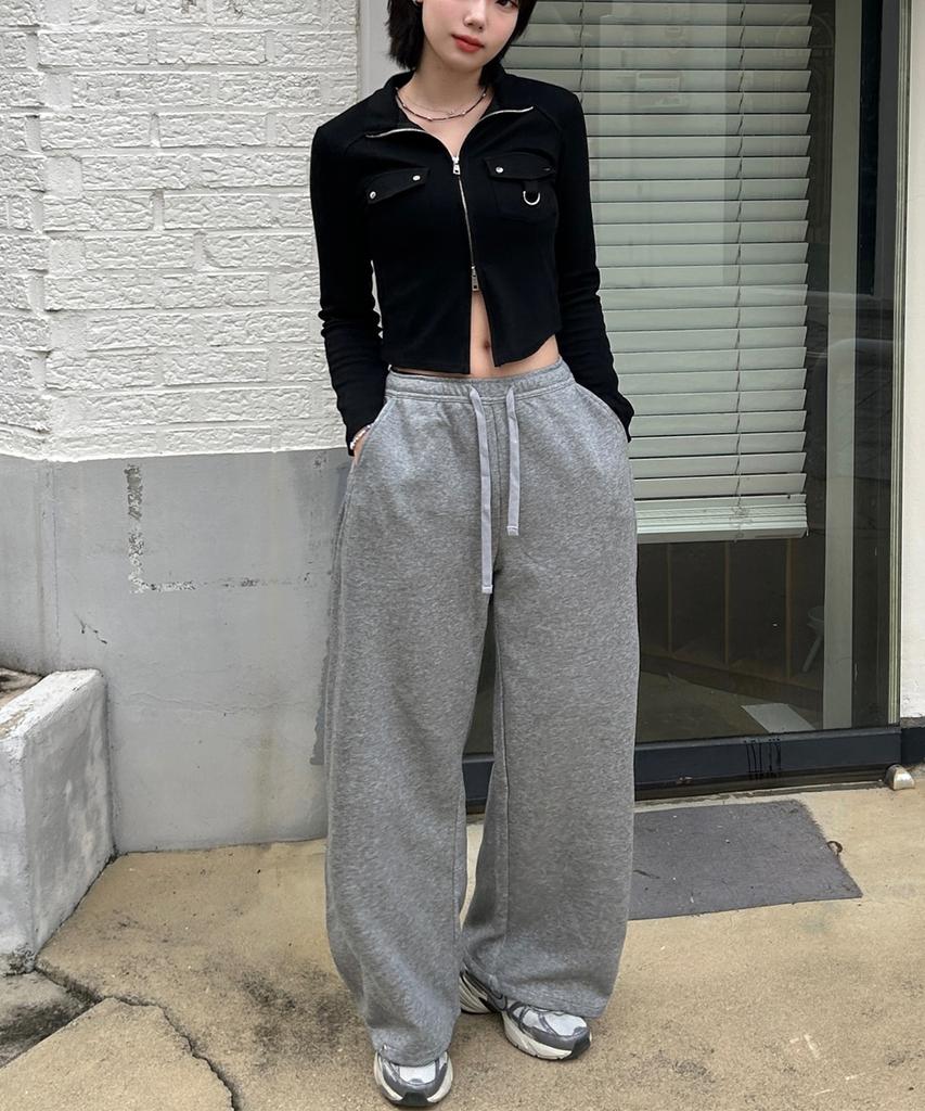 Ppaeppae Custom 2-Inch 2-Way Side Pintuck Hem Snap Button Elastic Waist Drawstring Wide Training Sweatpants 4 Colors (Short / Long 2 Types Of Length)