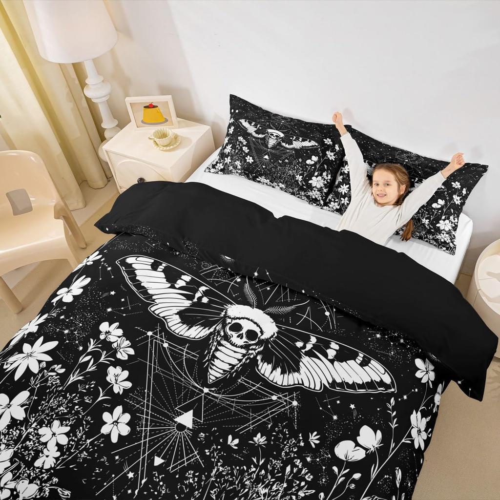 Erosebridal Tree of Life Comforter Cover Sun and Moon Bedding Sets, Gothic Bohemian Duvet Cover Twin 2Pcs Trippy Galaxy Stars Bedding with 1