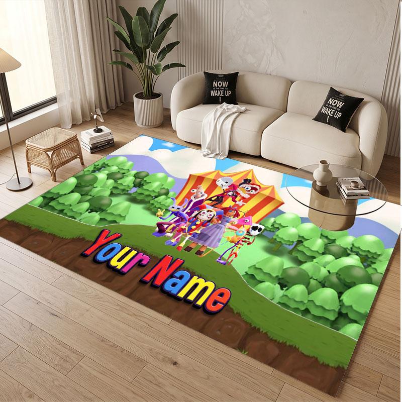 Custom Name Text Crystal Velvet Rug,The Amazing Digital Circus Soft Plush Decorative Non Slip Floor Carpet