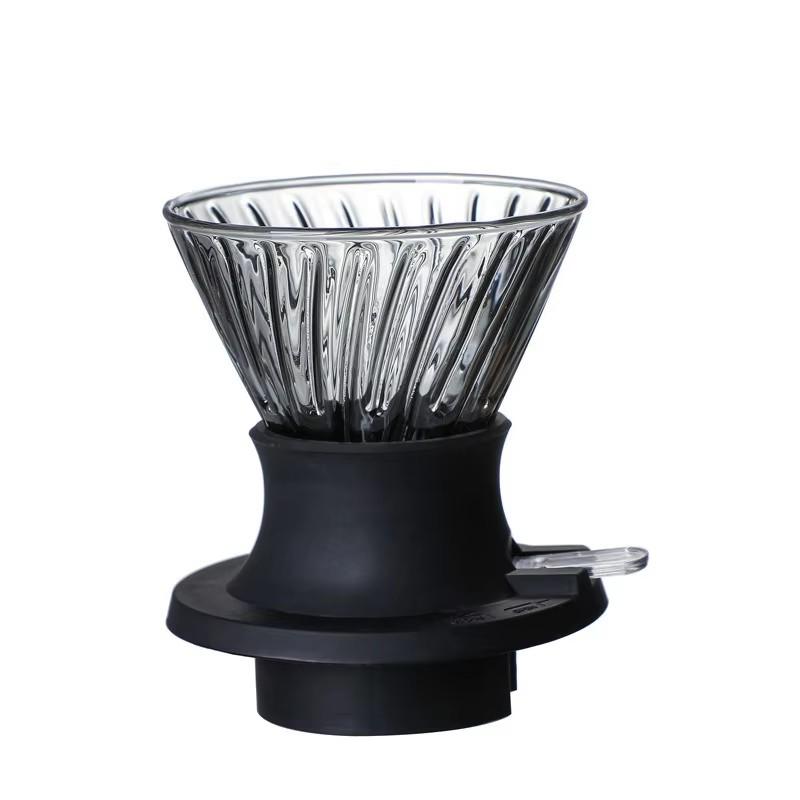 

Чашка-фильтр для кофе стеклянная капельного типа для ручного заваривания, кофейник-фильтр, фильтровальная бумага V-образной формы, аксессуары для капельного кофе прозрачный черный