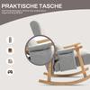 Rocking Chair with Lumbar Cushion, Wide Seat, Rubberwood Frame, Up to 120 kg, Gray