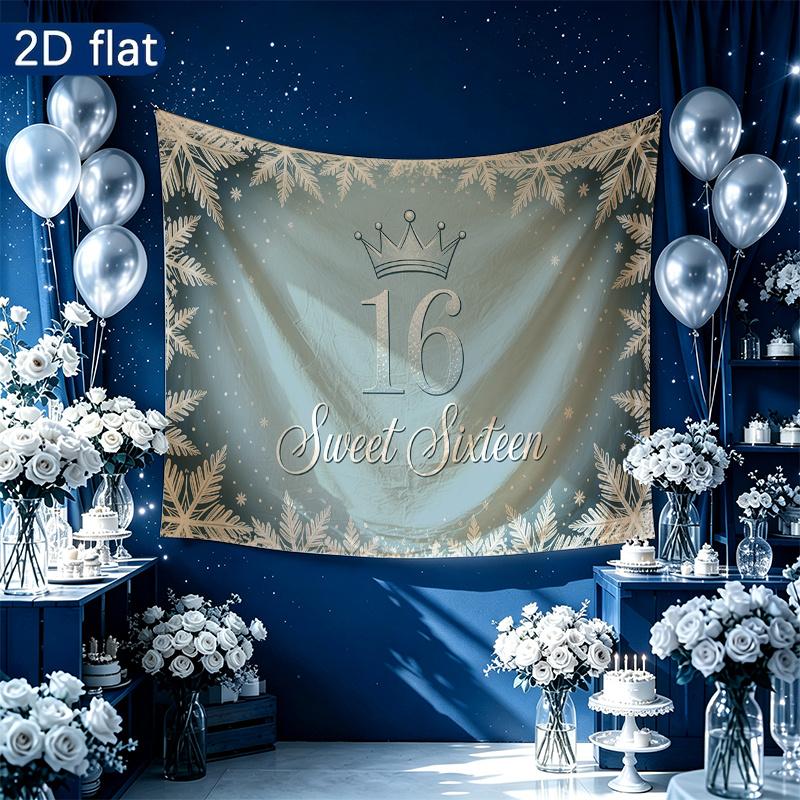 Festive Pink Roses Balloons Gifts Birthday Banner, Pink Polyester Backdrop for Party Decorations