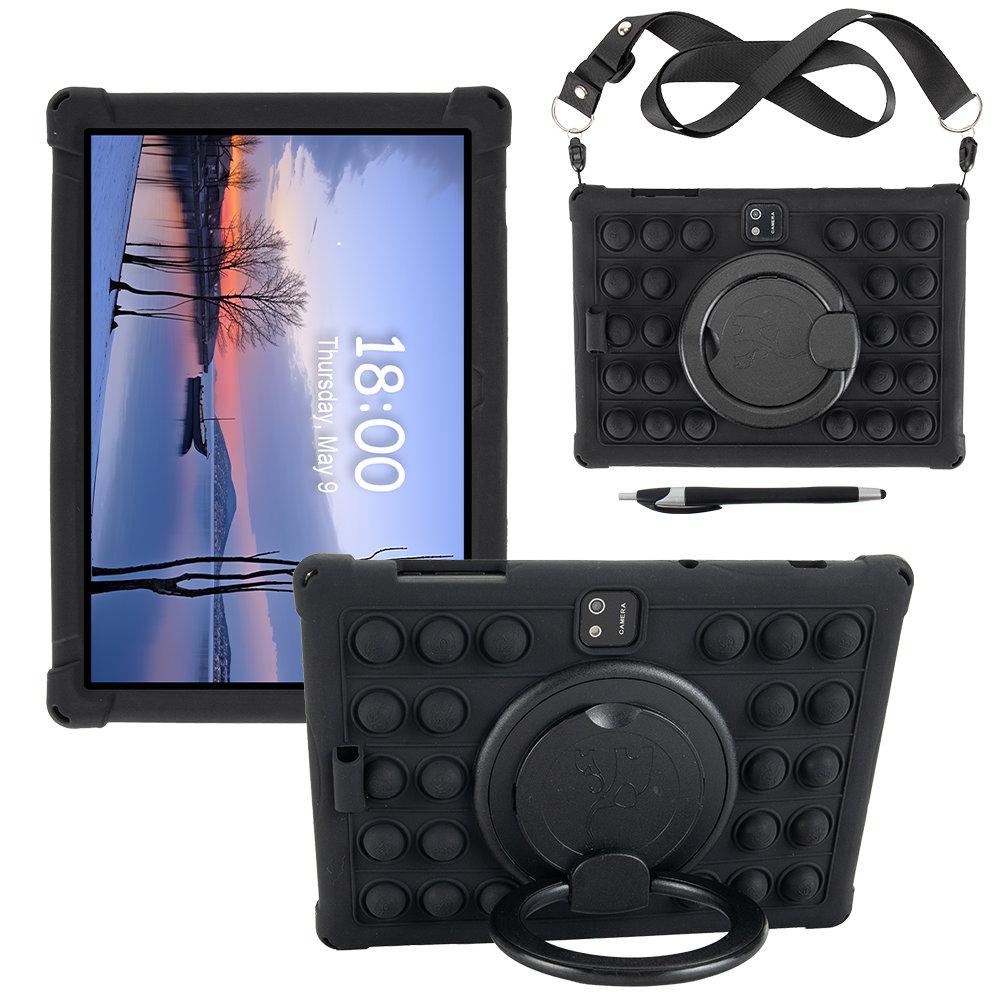 360 Grad Drehbar Weiche Silikonhülle Für JJGJ QPDQ AWOW TB02 10,1 Zoll Kinder Ständer Tablet-Hülle Mit Riemen Stift