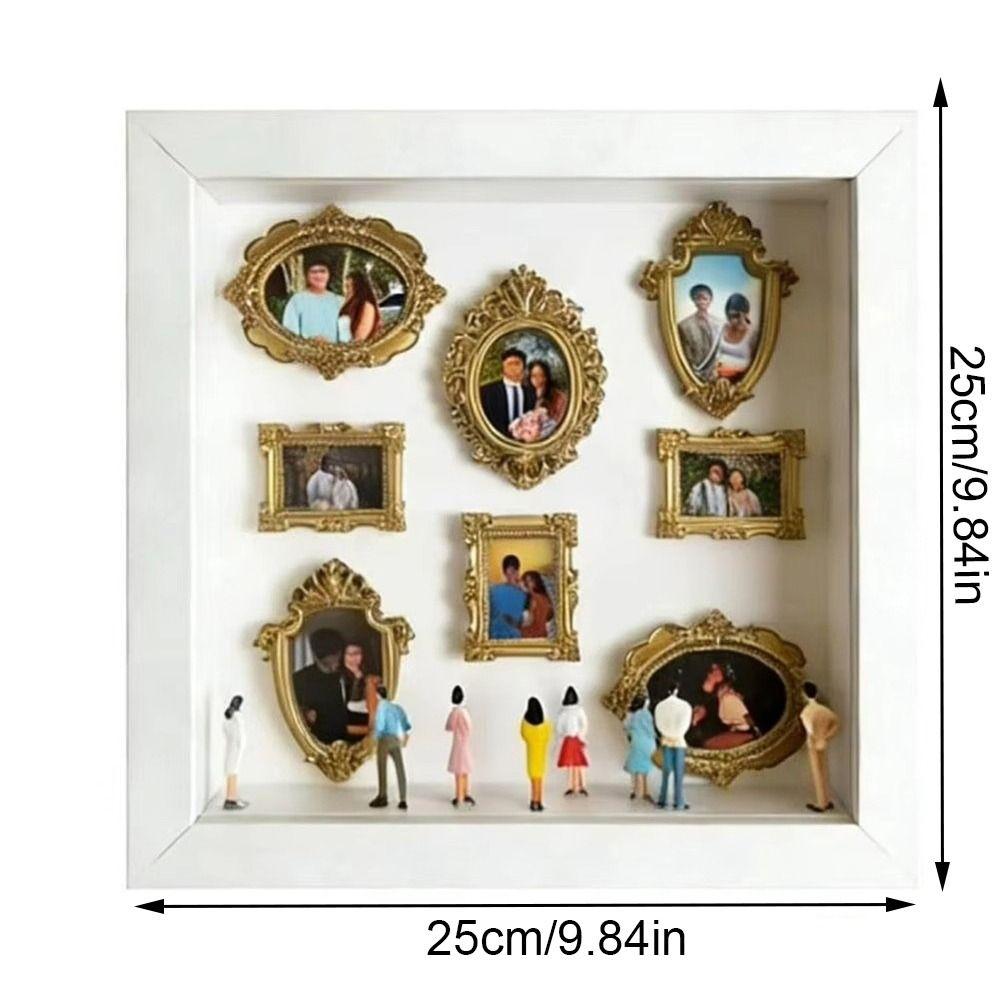Mini Figurines DIY Mini Museum Silhouette Box Gold Frames Memory Preservation Shadow Box Frame Photo Frame Travel Memories