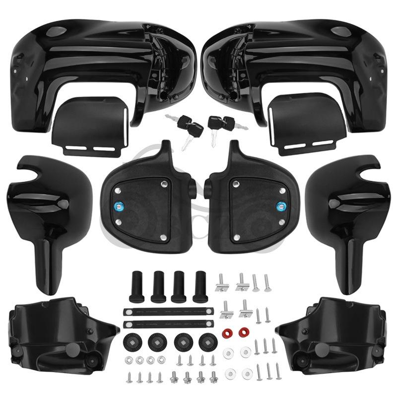 Harley Motorcycle Front Fairing Bumper Leg Guards for Big Glide, Road King, and Street Glide Leg Guards with Lock Toolbox