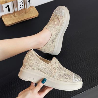 Breathable Inside, Women's Shoes, Lace Fabric, New Cut-out Fisherman's Shoes, Platform Muffin, Wedge Heel, Light Women