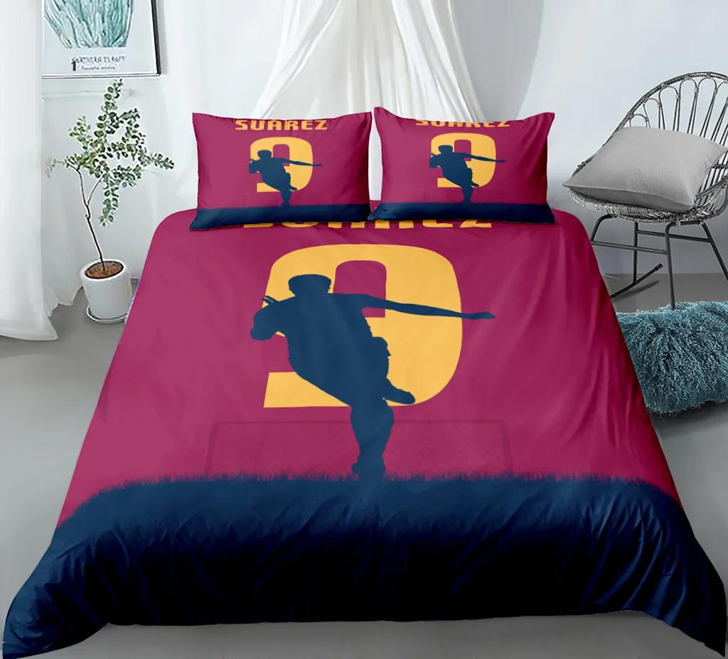Soccer Player Twin Duvet Cover,Soccer Professional Player Kick Ball Championship Polyester Bedding Set Queen/Full/King/Twin Size