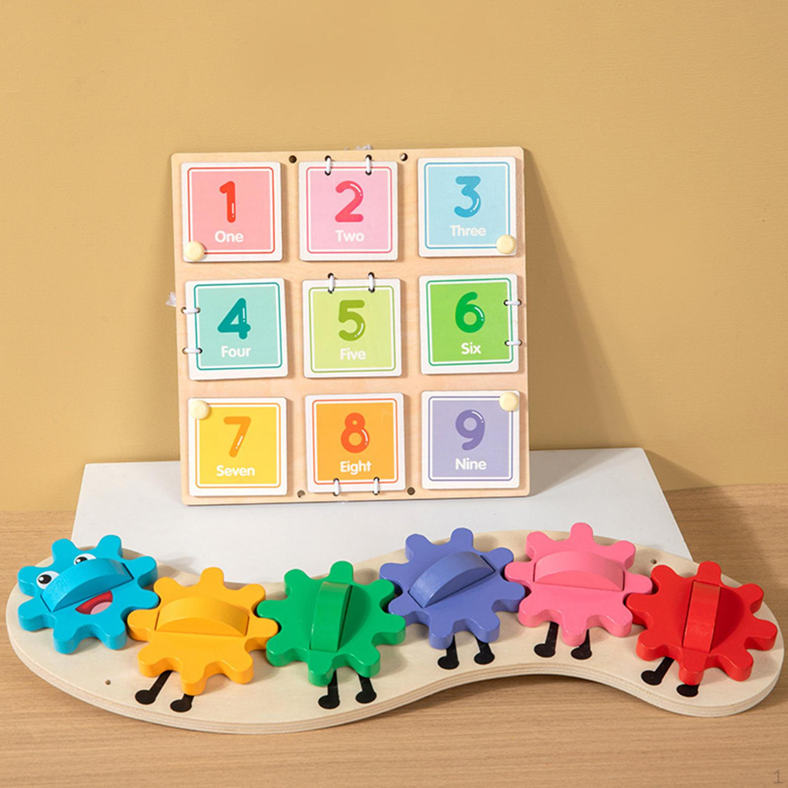 Math Learning Board Toy,Math Manipulative Wood Color Recognition,Rainbow Gear Toy Educational Game