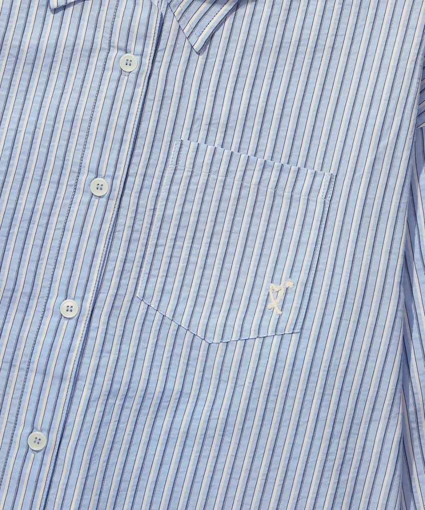 KIIMUIR (Women) Sheer Stripe Oversized Shirt_Sky Blue