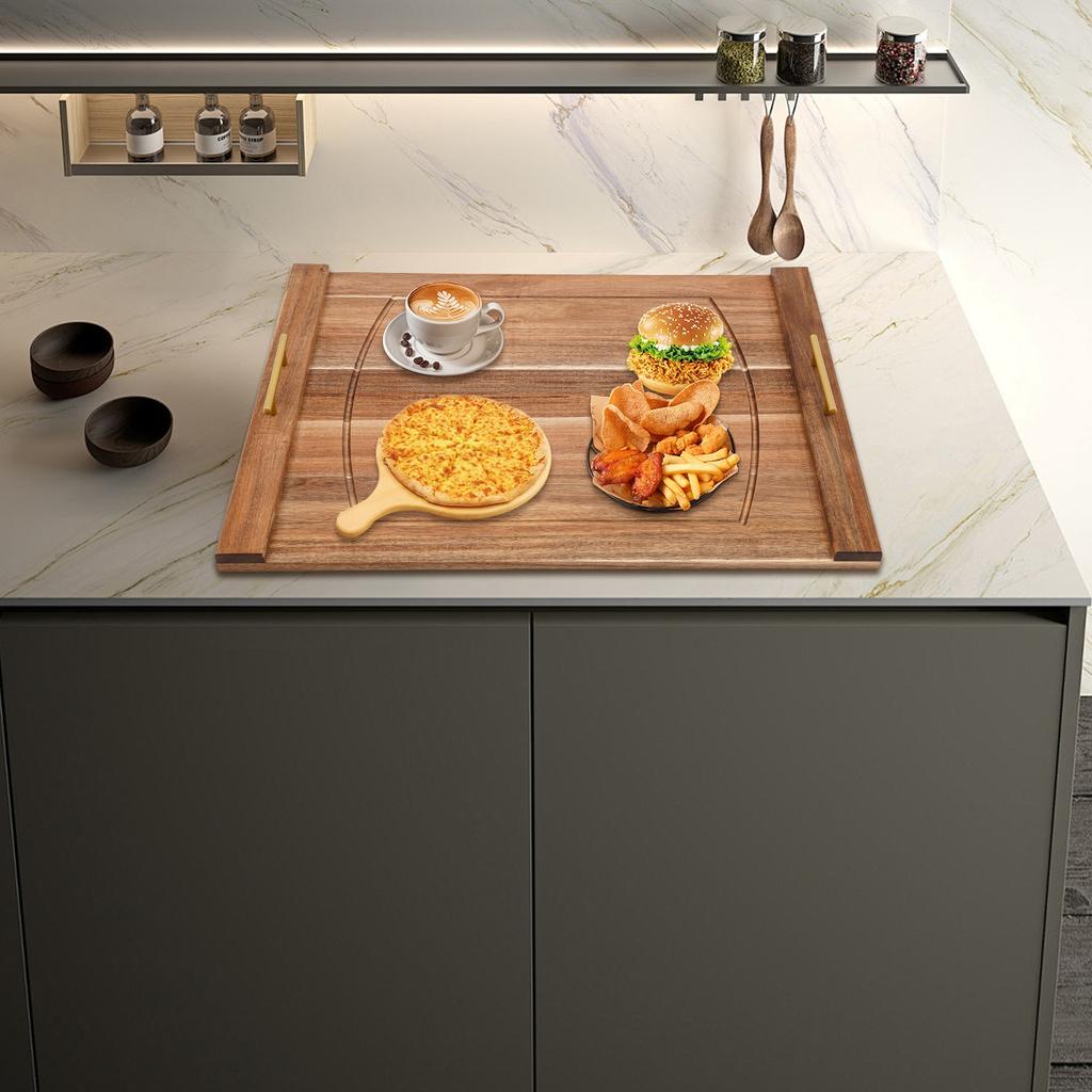 Stove Top Cover, Wooden Noodle Board with Built-in Handles, 30x22 Inch Rectangular Stovetop Plate, Kitchen Countertop Protector