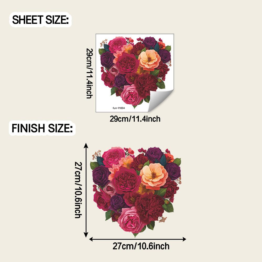 

Simulated Rose Heart-shaped Bedroom, Bathroom, Home Background, Wall Decoration Stickers