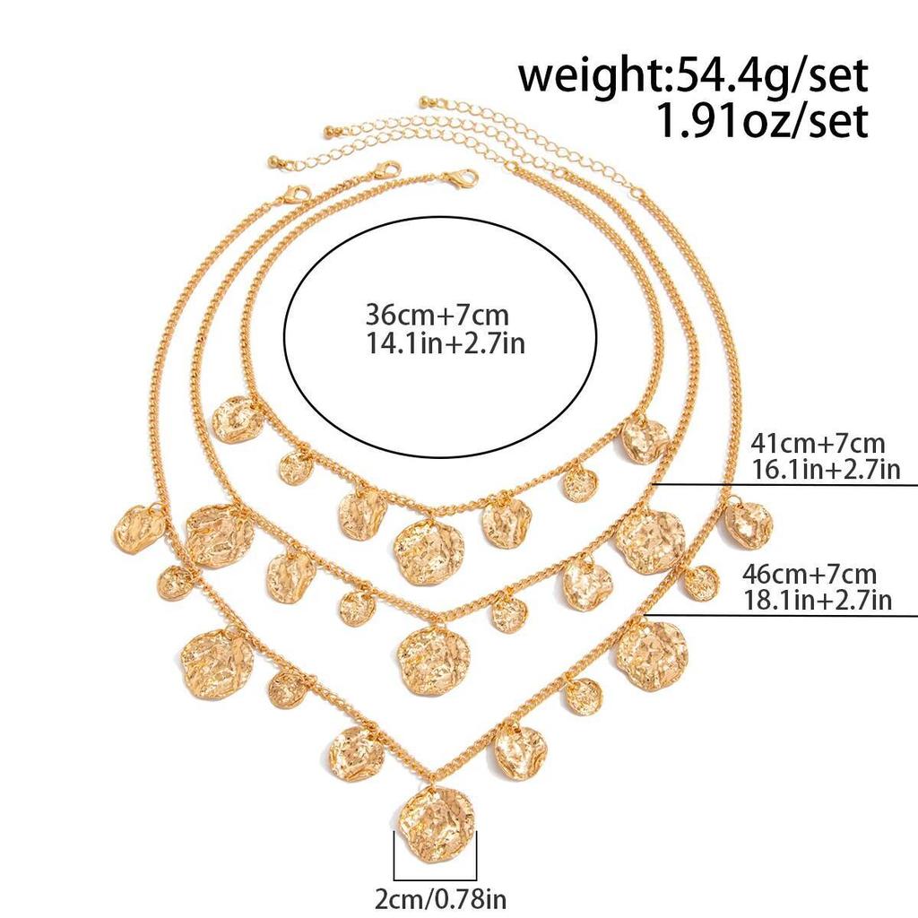 Ingemark 3Pcs/Set Creative Round Circle Metal Pendant Choker Necklace for Women New Vintage Adnustable Chain Party Jewelry Gift