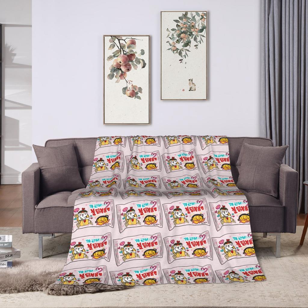 Ramen Buldak Spicy Chicken Blanket Warm Aesthetic Plush Throw Blanket For Home Decor Travel Flannel Bedspread Bed Cover
