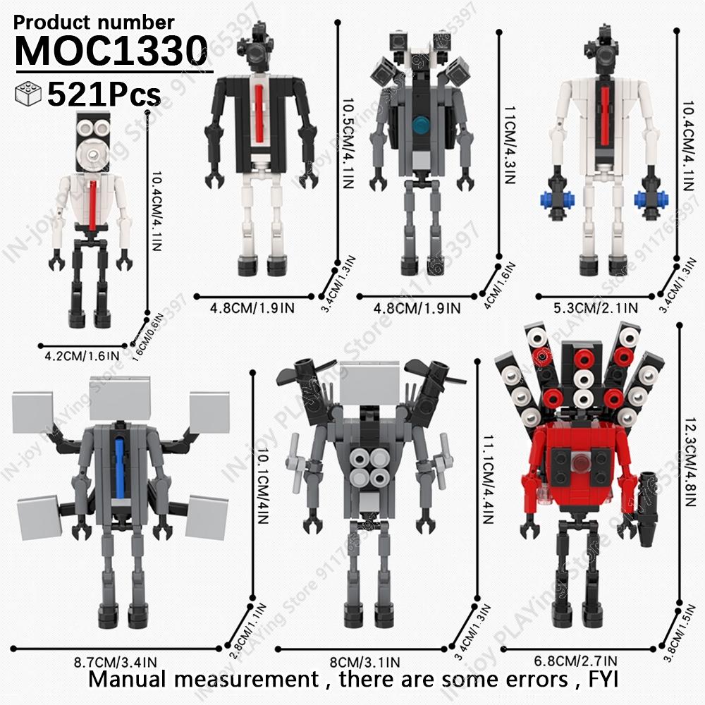 MOOXI Set di Figure Skibidi Toilet Man TvMan Cameraman Speakerman Blocchi da Costruzione Modello MOC Mattoncini Giocattoli per Adulti Bambini Regalo di Compleanno