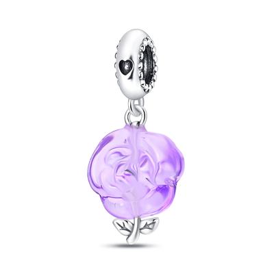Weißes Kupfer Silber Plated 9 Anhänger Glasierte Rose Anhänger Geeignet für DIY Perlen Armband Halskette