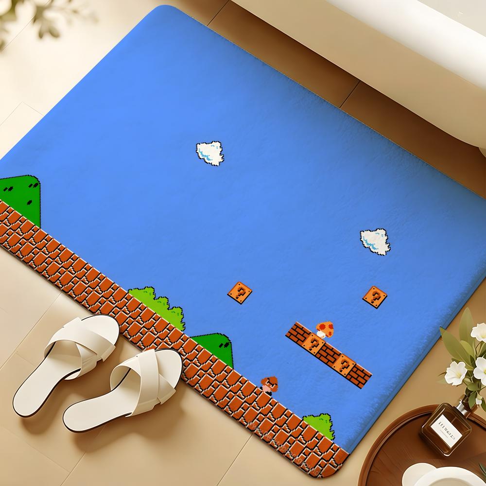 Anime Pixel Image Floor Mat Soft Flannel Rug Non-Slip Absorbent Mat For Bathroom Bedroom Home Decor