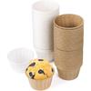 Momee Disposable Paper Muffin Cups, Cake Molds, Heat-Resistant, Oil-Resistant, Oven-Safe, Baking Supplies, Pack of 100 (50 Wood-Tone + 50 White)