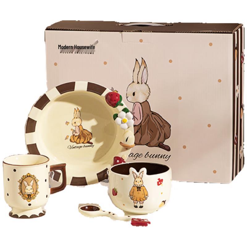 Hera Rabbit Dinnerware Gift Set 1-Person 4-Piece Gift Set