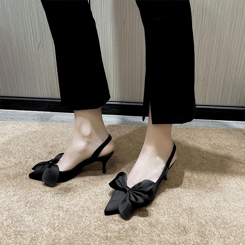Fashion Heeled Sandals for Women Butterfly Knot Thin Heels Woman Sexy Wedding Party Female Pumps 2025 New Summer Shoes Sandalias Mujer