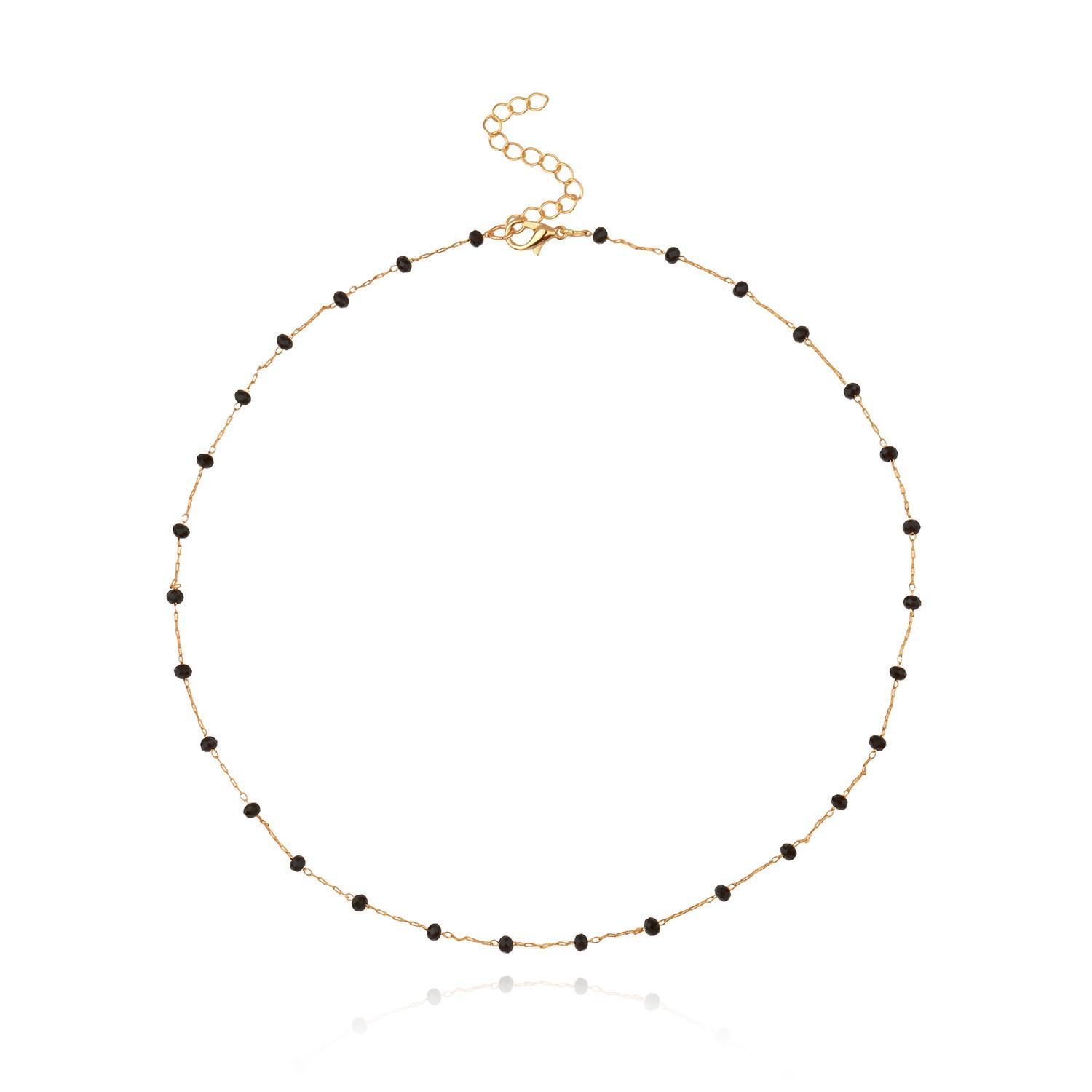 Европа, Америка, простое ожерелье-чокер ручной работы из черных стеклянных бусин, модный женский короткий чокер