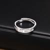 Adjustable Engagement Ring Cubic Zirconia Silver Color for Women Men Wedding Bands Couples Gifts
