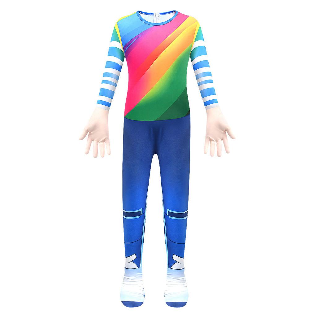 4864 Kids Boys Girls Roblox Printed Long Sleeves Jumpsuit Mask Sets Halloween Cosplay Costumes