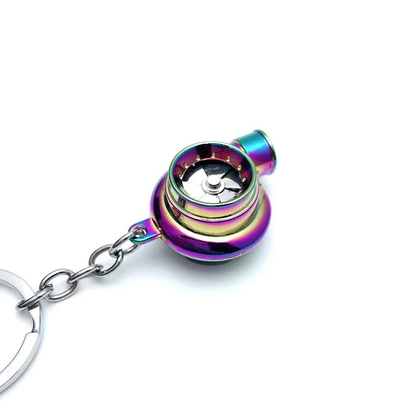 1Pcs Mini Turbo Turbocharger Keychain Spinning Turbine Key Chain Ring Keyring Keyfob Car Keyring Car Interior Accessories
