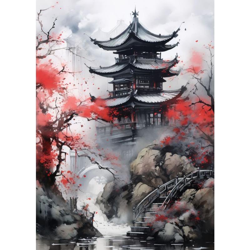 

Японские пейзажи Сакура Вишня Водопад Постер Принт Холст Картина для Гостиной Домашний Декор Cuadros 21cm×30cm NoFrame