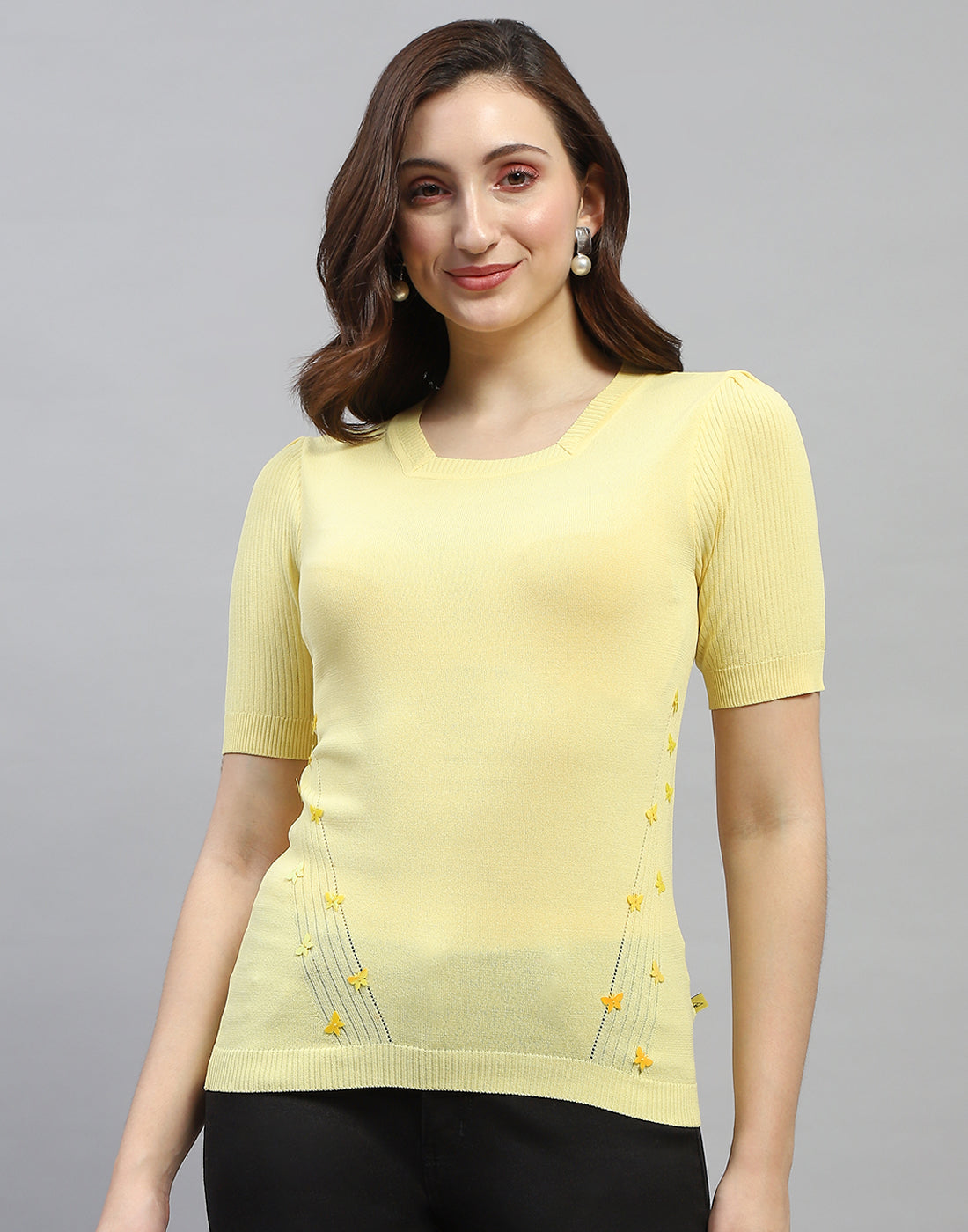Monte Carlo Women Regular Fit Yellow Top XL