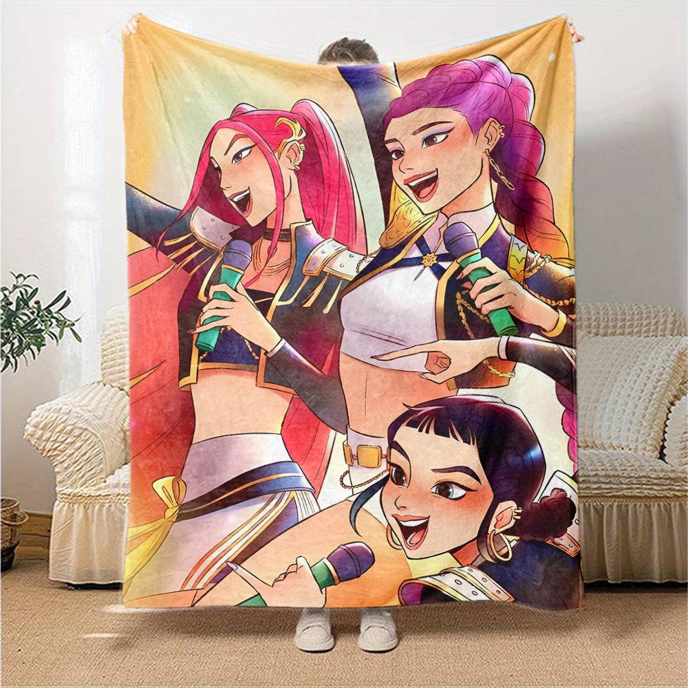1pc KPop Demon Hunters11 Blanket, Gift, for Men and Women, Soft Blanket, Good for Sofa Bed Couch Travel, Lightweight Flannel Blanket