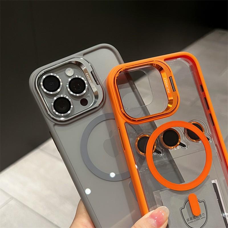 Slim PC Phone Case With Hidden Kickstand Lens Protector IPhone 12 To 16 Pro Max Magnetic Compatible