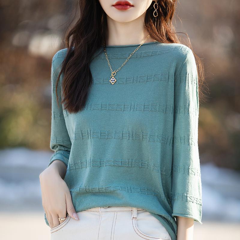 All-Season Women's 50% Wool 50% Silk Sweater | Lightweight Warm Blend Pullover | Luxury Cashmere Silk Knitwear