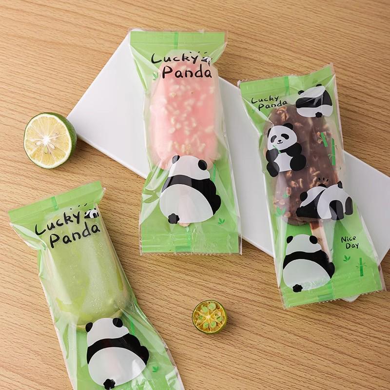 100Pcs Panda Food Grade Ice Popsicle Treat Bag Disposable Plastic Bag Freeze Treat Packaging Ice Popsicle Mold Decor Supplies