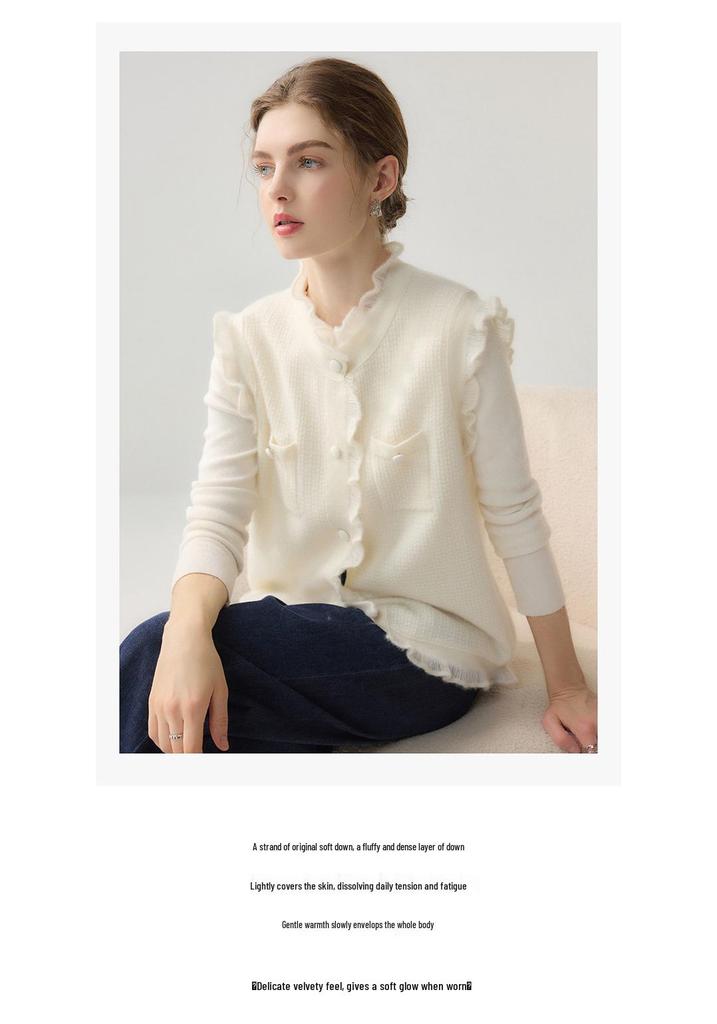 Lekasha 100% Pure Cashmere Sleeveless Knit Vest