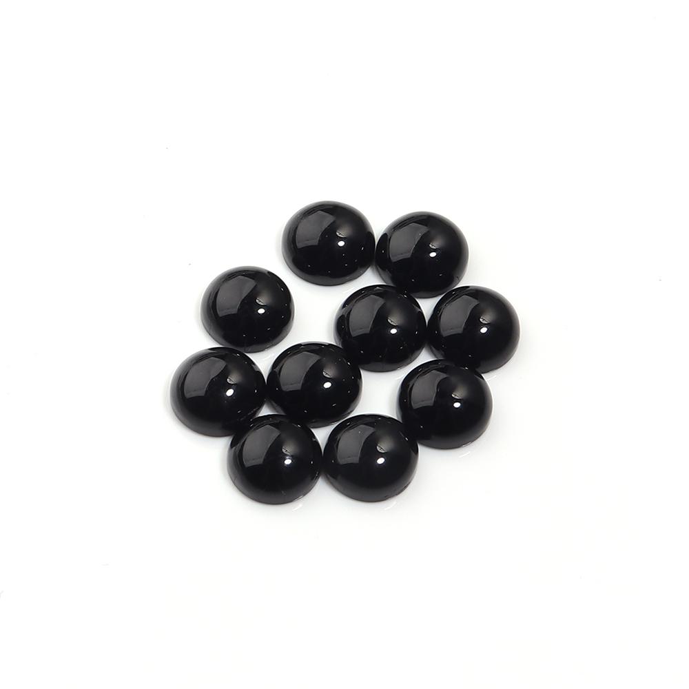 5/10pcs Natural Stone Cabochon Black Agate Round Flatback Cabochon Loose Beads For Jewelry Making DIY Ring Pendants Accessories