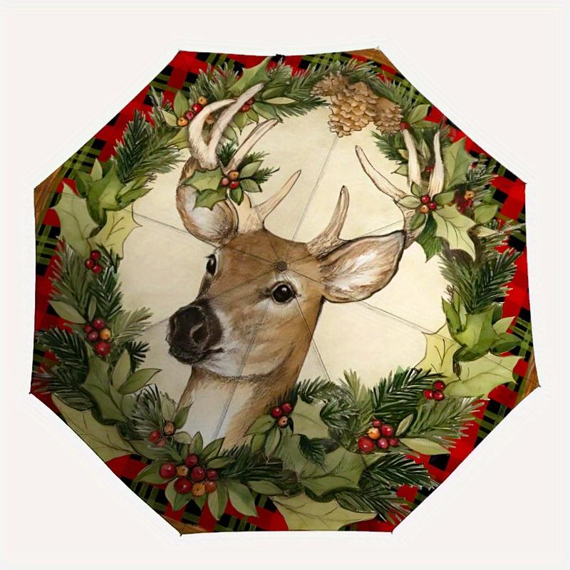 

1pc Christmas Deer Automatic Open/Close Umbrella, Ideal Fan Gift for Birthday, Christmas, Trendy Fashion yy250828021